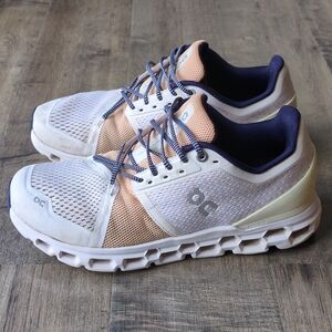 On Running Cloud Womens White & Peach Running Shoes